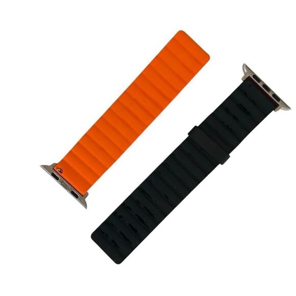 Apple Watch Magnetic Black and Orange Silicone Sports Band 42/44/49 mm - Picture 4 of 5